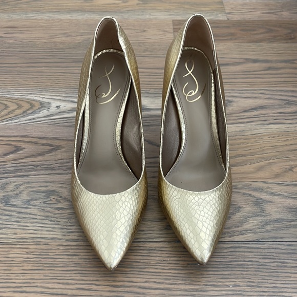 Sam Edelman Gold Pointed-Toe Heels - Picture 2 of 4